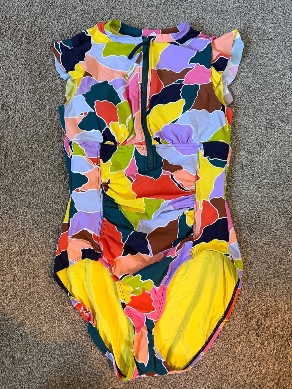 Anne Cole Multicolor Floral One-Piece Swimsuit with Front Zip